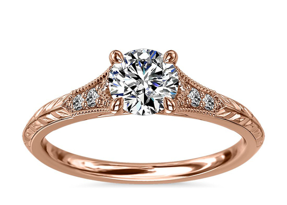 Weddingのための14K Roose Gold Lab Grown Moissanite Ring Dia RD6mm 0.8ct
