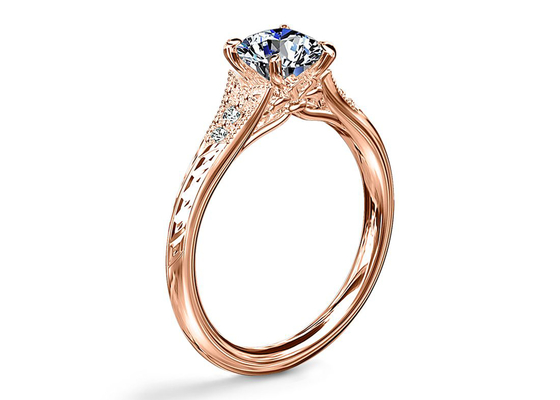 Weddingのための14K Roose Gold Lab Grown Moissanite Ring Dia RD6mm 0.8ct