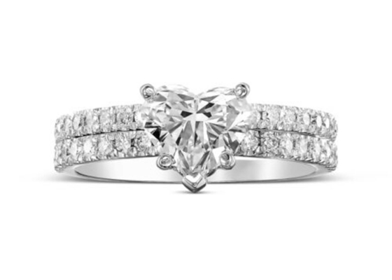 ODM 18kローズGold Diamond Ring Heart Cut With Matching Band 2.75CT