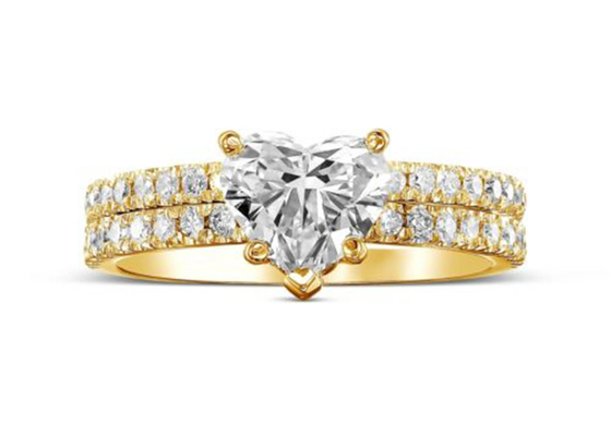 ODM 18kローズGold Diamond Ring Heart Cut With Matching Band 2.75CT