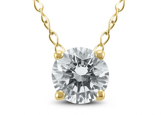 4mm 0.23ct Diamond Solitaire Necklace、4 Prongs 14k Yellow Gold Necklace