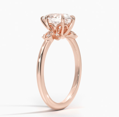 14K 0.77ctローズGold Pear Cut Wedding Moissanite Jewelry Gold Ring