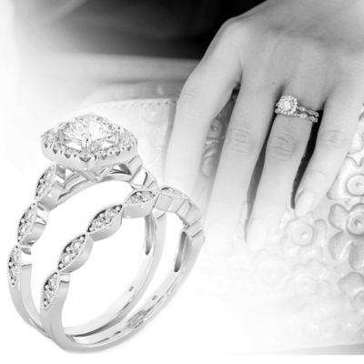 0.90CT花嫁の結婚指輪セット、正方形のダイヤモンドの婚約指輪ODM