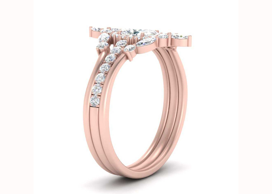 花嫁のためのSI1 0.62CTローズの金の倍のハローの婚約指輪