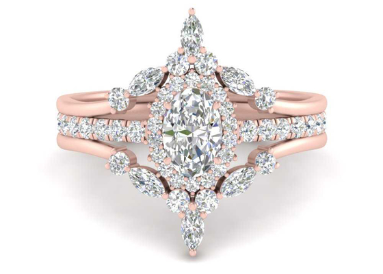 花嫁のためのSI1 0.62CTローズの金の倍のハローの婚約指輪