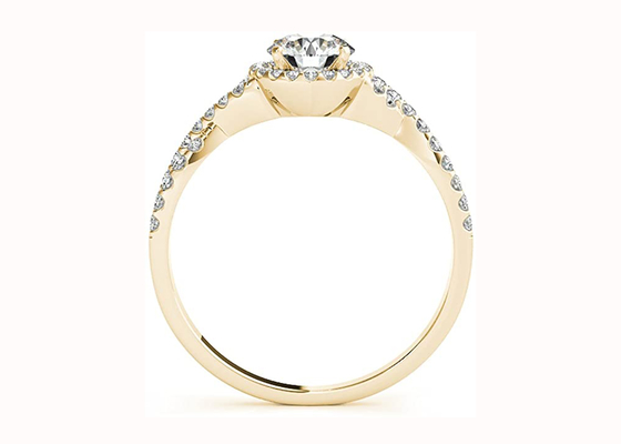 女性のラウンド カットのハローの婚約指輪、0.45CT花嫁の結婚指輪はODMを置いた