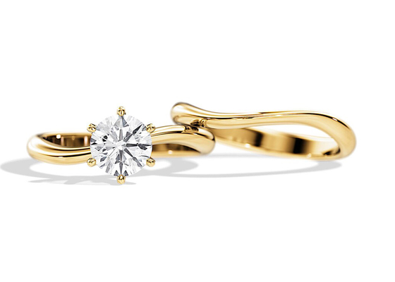 1.0CT 6.5mm Naturalのダイヤモンドとの一つはめの宝石Set Diamond Engagement Wedding Rings