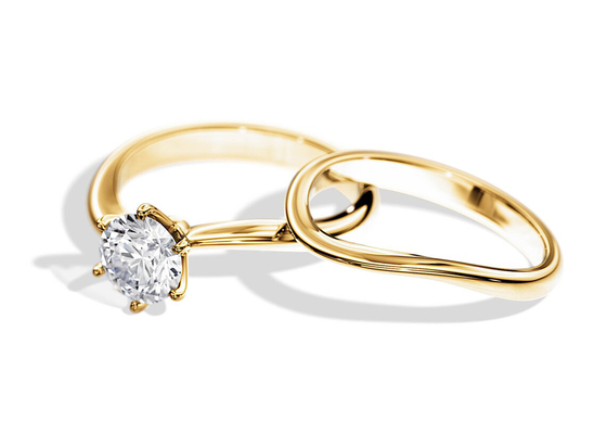 1.0CT 6.5mm Naturalのダイヤモンドとの一つはめの宝石Set Diamond Engagement Wedding Rings