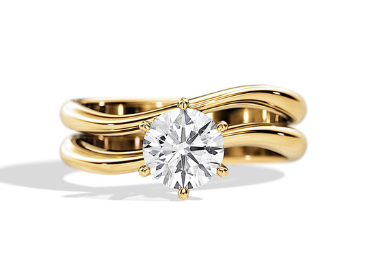 1.0CT 6.5mm Naturalのダイヤモンドとの一つはめの宝石Set Diamond Engagement Wedding Rings