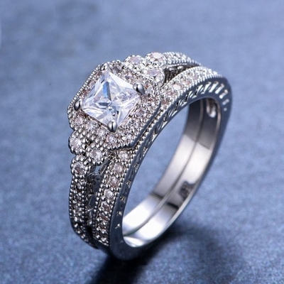 0.62ct 2 Carat Princess Cut Diamond Ring、62PCS Moissanite Engagement Rings