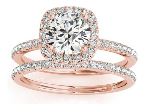 熊手の正方形のダイヤモンドのローズの金の指輪、0.35CTによって隠されるハローの婚約指輪ODM