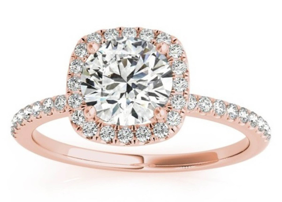 熊手の正方形のダイヤモンドのローズの金の指輪、0.35CTによって隠されるハローの婚約指輪ODM