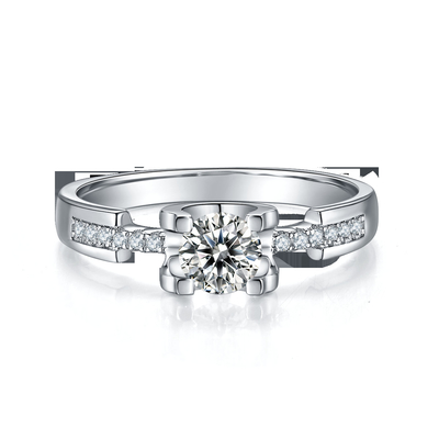 女性のための白いMoissanite最小主義の注文のSytle Czの結婚指輪